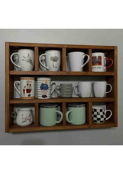 Bardaklık Kupa Rafı 54 x 41 cm Doğal Ahşap
