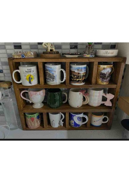 Bardaklık Kupa Rafı 54 x 41 cm Doğal Ahşap fiyatları