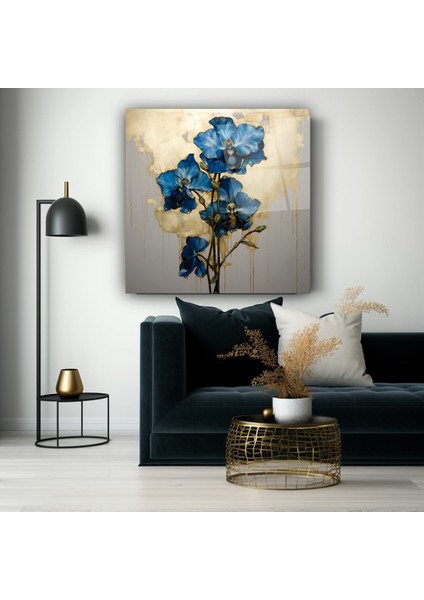 Mavi Çiçek Cam Tablo | , Dekoratif, Ofis, Mutfak modelleri
