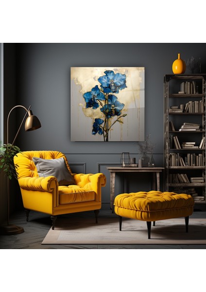 Mavi Çiçek Cam Tablo | , Dekoratif, Ofis, Mutfak fırsatları
