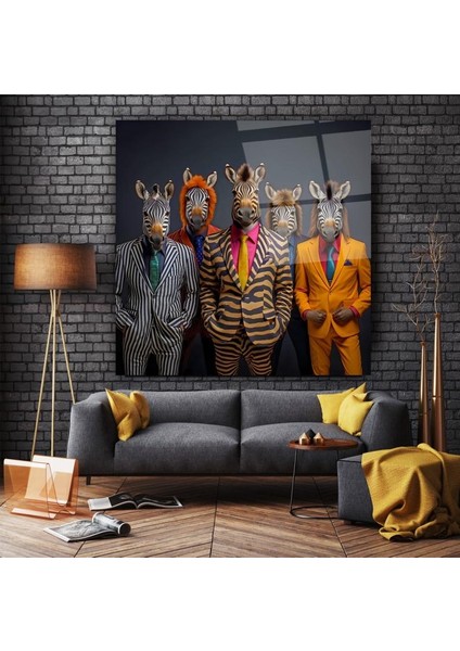 Zebra Adamlar Cam Tablo | , Dekoratif, Ofis, Mutfak