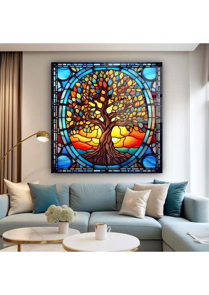 Vitray Görünümlü Hayat Ağacı Cam Tablo | , Dekoratif, Ofis, Mutfak indirimleri