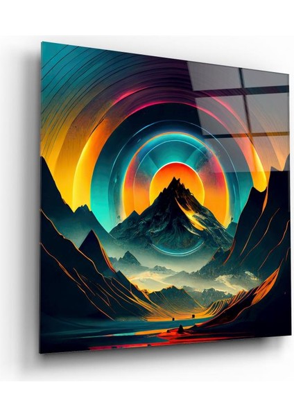 Renkli Dağ Cam Tablo | , Dekoratif, Ofis, Mutfak