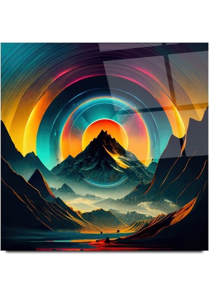 Renkli Dağ Cam Tablo | , Dekoratif, Ofis, Mutfak modelleri