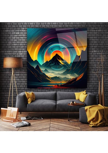 Renkli Dağ Cam Tablo | , Dekoratif, Ofis, Mutfak fırsatları