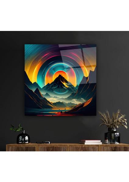 Renkli Dağ Cam Tablo | , Dekoratif, Ofis, Mutfak indirimleri