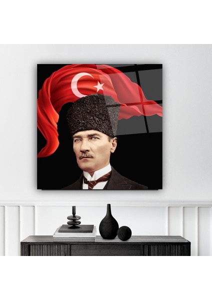 Atatürk ve Bayrak Cam Tablo | , Dekoratif, Ofis, Mutfak fırsatları