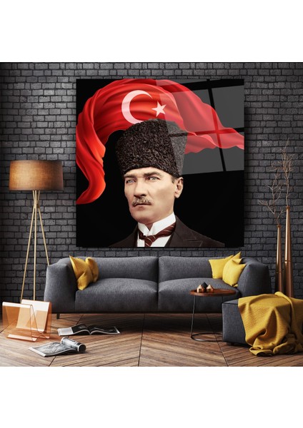 Atatürk ve Bayrak Cam Tablo | , Dekoratif, Ofis, Mutfak indirimleri