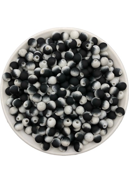 25GR 8mm Siyah Beyaz Boncuk 75 Adet