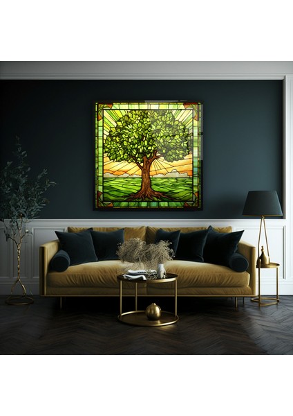 Vitray Görünümlü Hayat Ağacı Cam Tablo | , Dekoratif, Ofis, Mutfak modelleri
