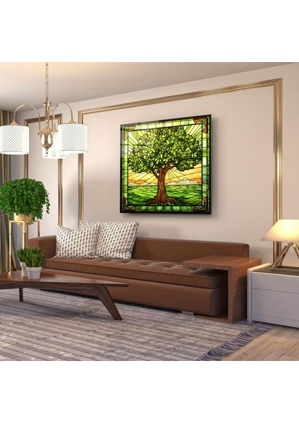 Vitray Görünümlü Hayat Ağacı Cam Tablo | , Dekoratif, Ofis, Mutfak fırsatları