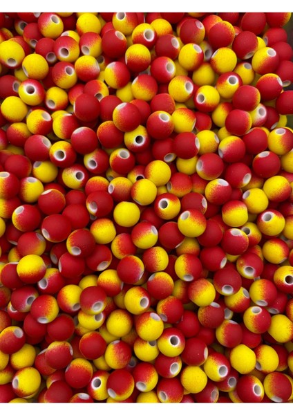 25gr 8mm Sarı Kırmızı Renk Boncuk, Ebruli Taraftar,futbol Takı Boncuğu (25gr, ~75 Adet) fiyatları