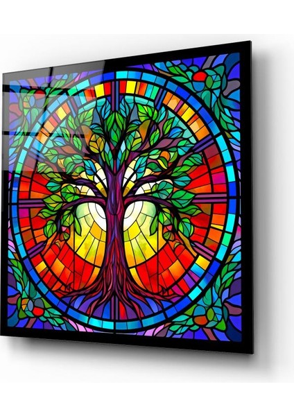 Vitray Görünümlü Hayat Ağacı Cam Tablo | , Dekoratif, Ofis, Mutfak fiyatları