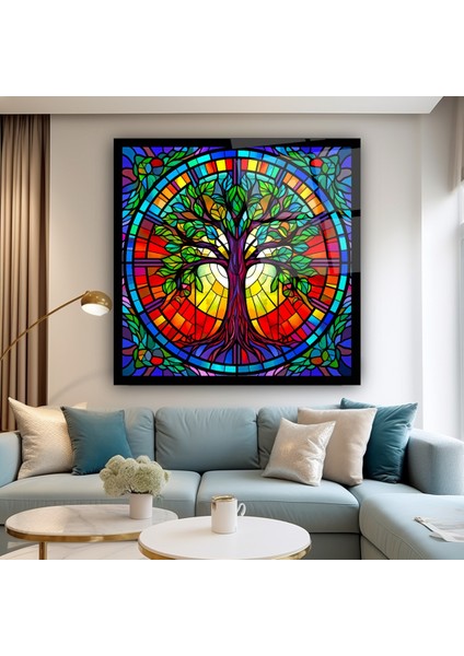 Vitray Görünümlü Hayat Ağacı Cam Tablo | , Dekoratif, Ofis, Mutfak modelleri