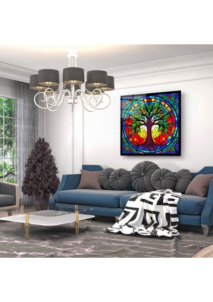 Vitray Görünümlü Hayat Ağacı Cam Tablo | , Dekoratif, Ofis, Mutfak fırsatları