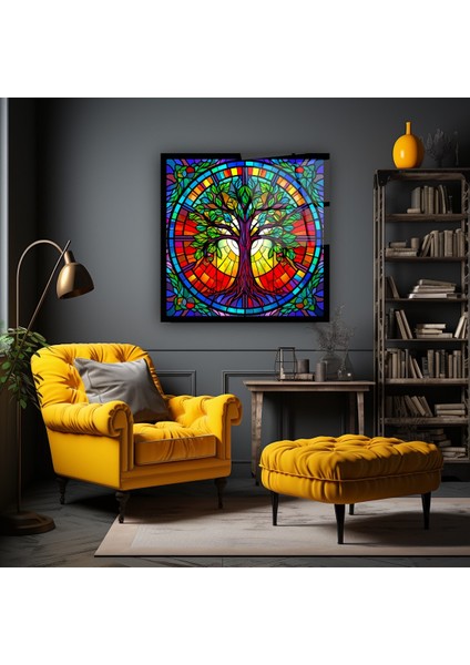 Vitray Görünümlü Hayat Ağacı Cam Tablo | , Dekoratif, Ofis, Mutfak indirimleri