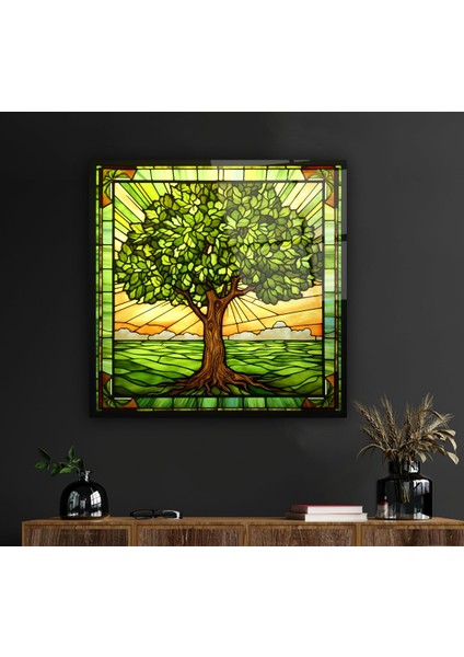 Vitray Görünümlü Hayat Ağacı Cam Tablo | , Dekoratif, Ofis, Mutfak indirimleri