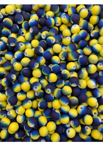 25gr 8mm Sarı Lacivert Renk Boncuk, Ebruli ,takı Boncuğu (25gr, ~75 Adet) fiyatları