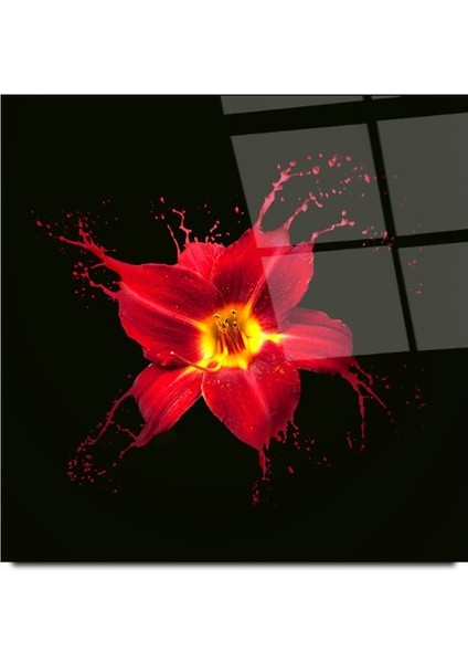 Çiçek Cam Tablo | , Dekoratif, Ofis, Mutfak modelleri