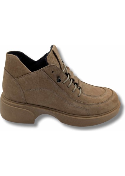 Passo - Kadın Gerçek Nubuk Deri Kısa Bot - Passo - Kum - 37