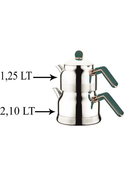 Tombik Elit Bakalit Kulplu Aile Boyu Çelik Çaydanlık Takımı fiyatları