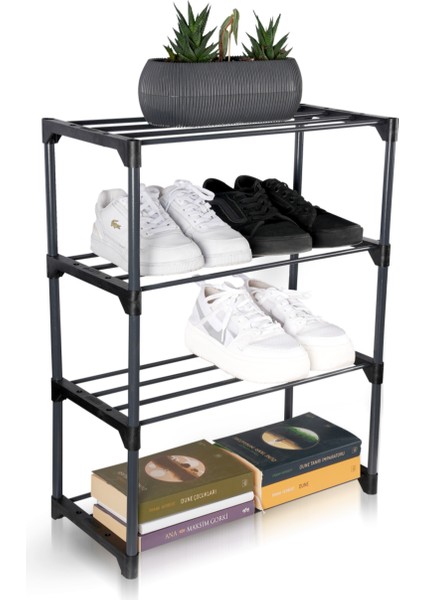Teno Çok Amaçlı Raf - 4 Katlı Metal Ayakkabılık - Organizer - Kitaplık - Çiçeklik