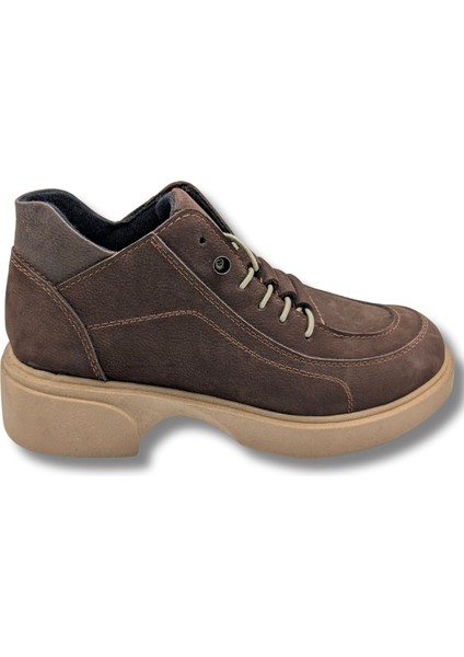 Passo - Kadın Gerçek Nubuk Deri Kısa Bot - Passo - Acı Kahve - 40