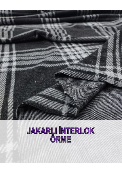 Jakarlı Interlok Örme Siyah Beyaz Renklerde En: 140