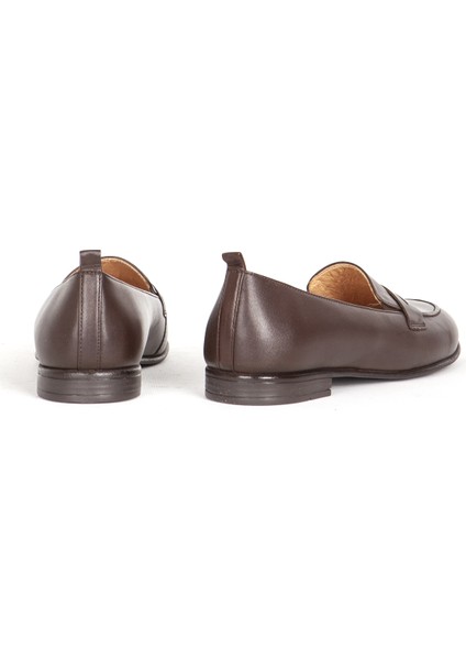 Br 04037 Gerçek Deri Kadın Loafer Kahverengi