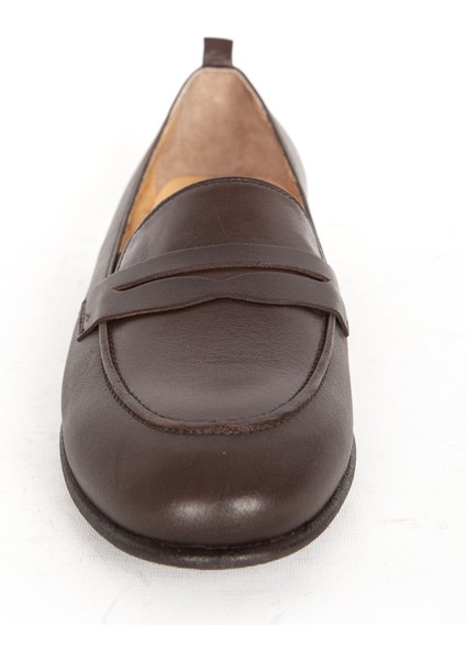 Br 04037 Gerçek Deri Kadın Loafer Kahverengi
