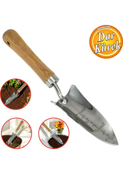 Kürek Bahçe Küreği Ölçekli Bahçıvan Saksı Çiçek Bitki Mini El Küreği Fide Toprak Hobi Dar 32 cm