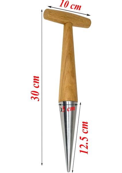 Fide Dikme Aparatı Aleti Fide Tohum Dikici Çiçek Ekici ve Sökücü Paslanmaz Çelik 30 cm