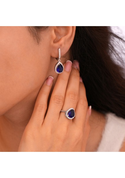 925 Ayar Radyum Kaplama Safir Taşlı Gümüş Kolye fiyatları