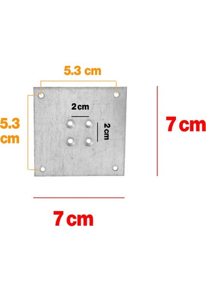 Metal Çinko Masa Bağlantı Sacı Düz 7 x 7 cm Mobilya Yemek Masası Ayak Bağlama Saçı Aparat 4 Adet