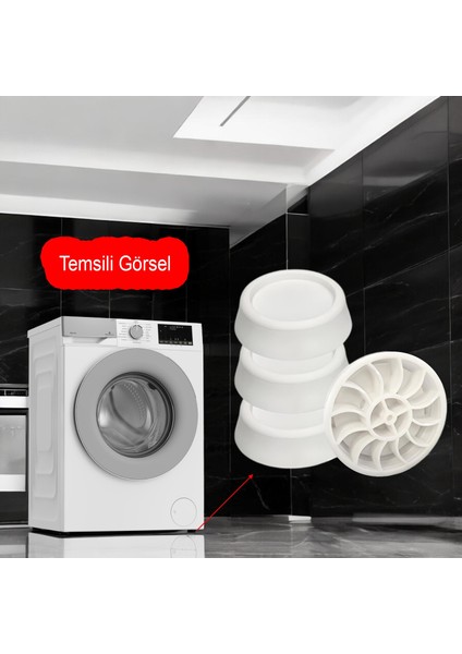 Çamaşır Makinesi Kaydırmaz Stoper Beyaz Renk 4 Adet Titreşim Gürültü Önleyici Ayak Denge Ayağı modelleri