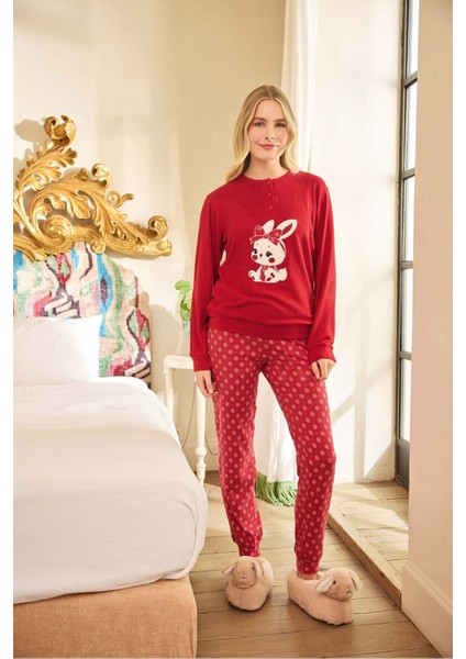 Aydoğan Kadın Uzun Kollu Termal Pijama Takımı Tavşan Desenli fiyatları