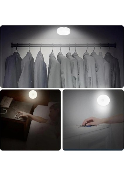 Hareket Sensörlü USB Şarjlı Beyaz LED Işık Gece(Karanlıkta) Aktif Lamba