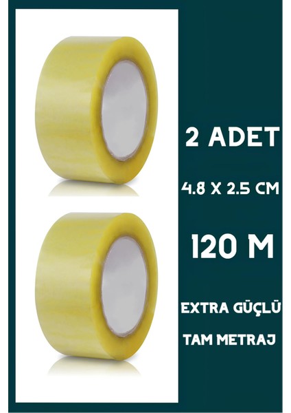 120 Metre 2 Adet Koli Bantı Ürün Paketleme Koli Paketleme Koli Bant 4.8x2.5cm 120M