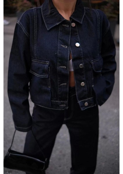 Kadın Denim Jeans Kot Takım - Siyah