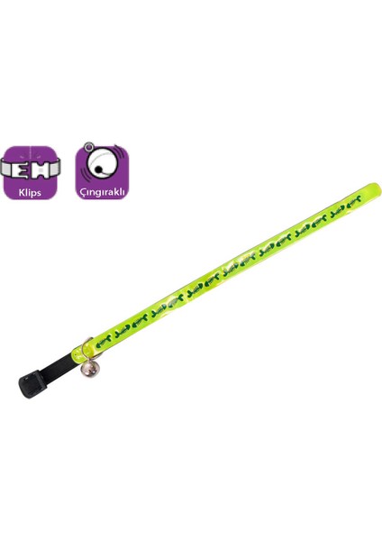 Kedi Boyun Tasması Çıngıranklı Balık Desenli 30cm Sarı