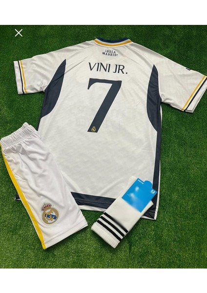 2023/24 Sezon Vini Jr R.e.a.l Madrid Çocuk 4lü Set Forma Çorap Bileklik Hediyelii Fm2