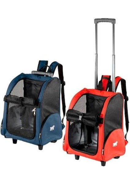 Trolley Çekçekli Köpek Taşıma Çantası Kırmızı