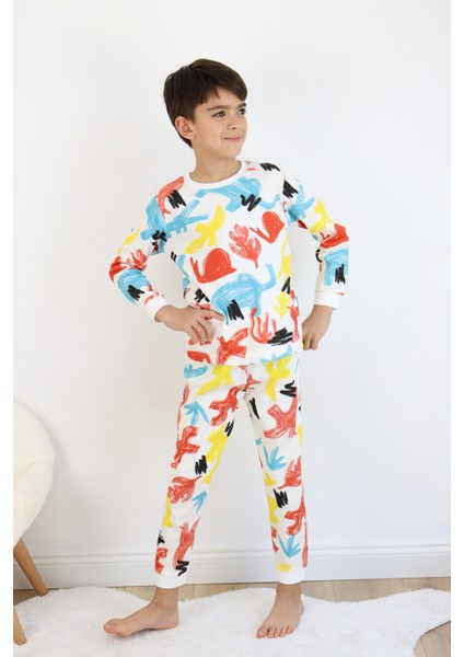 Erkek Çocuk Baskılı Interlok Kumaş Uzun Kollu Pijama Takımı fiyatları
