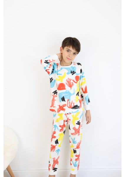 Erkek Çocuk Baskılı Interlok Kumaş Uzun Kollu Pijama Takımı modelleri