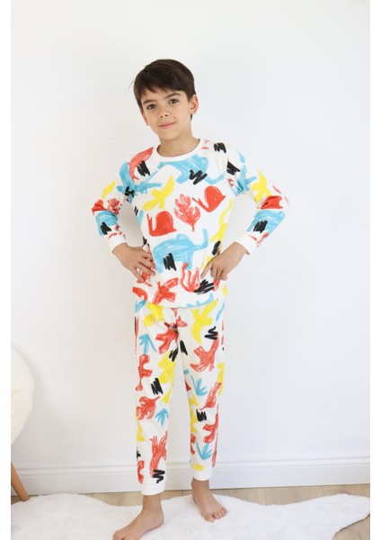 Erkek Çocuk Baskılı Interlok Kumaş Uzun Kollu Pijama Takımı fırsatları