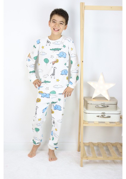 Erkek Çocuk Baskılı Interlok Kumaş Uzun Kollu Pijama Takımı indirimleri