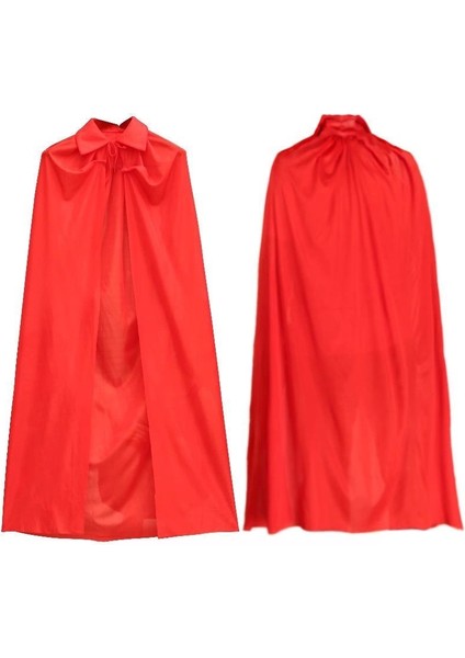 Kırmızı Renk Yakalı Pelerin 120 cm