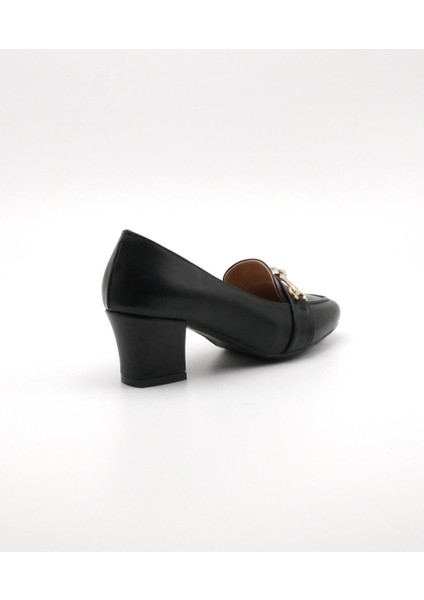 Siyah Tokalı Abiye Ayakkabı (Ökçe Boyu: 6 Cm)