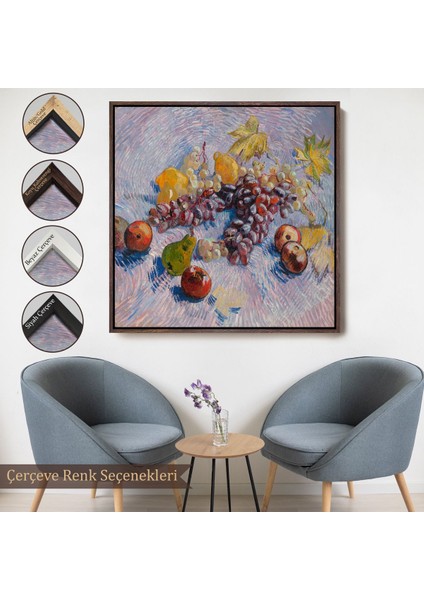 canvas Serie Vincent Van Gogh Üzüm Limon Armut ve Elmalar TABLO-8360