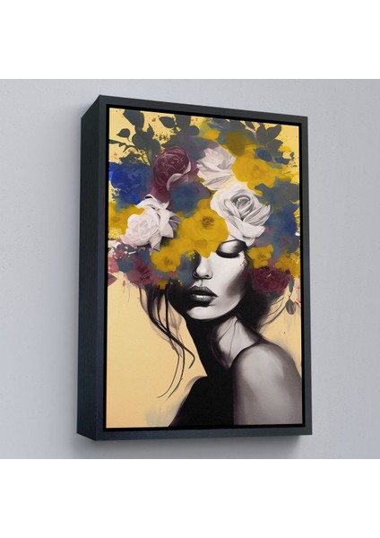 canvas Serie Çiçek Başlı Soyut Kadın TABLOSU-7831